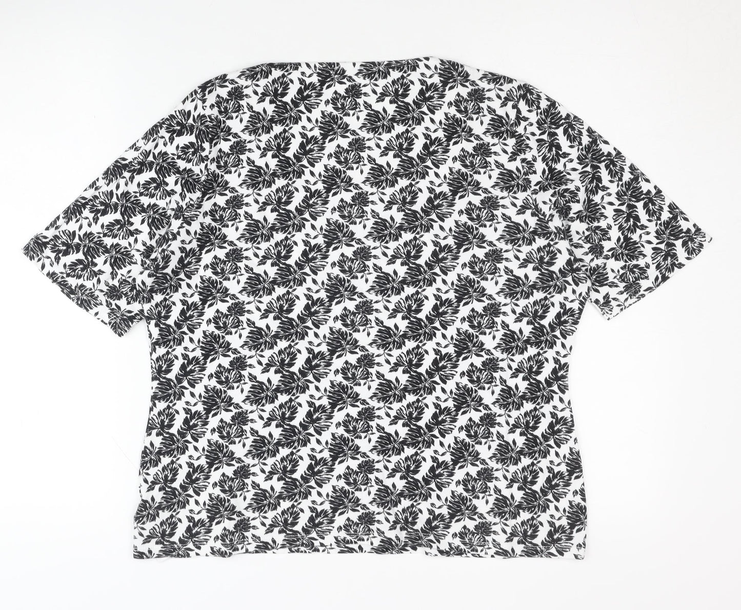 Marks and Spencer Women's Black Floral T-Shirt Size 16 Casual