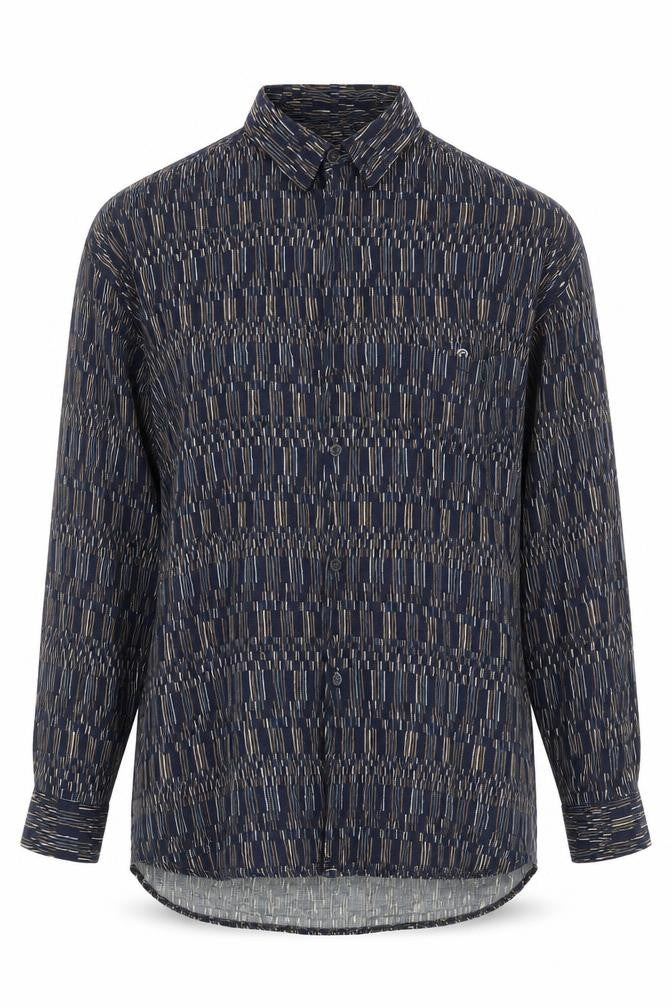 M.E. Sport Men's Blue XL Geometric Button-Up Shirt