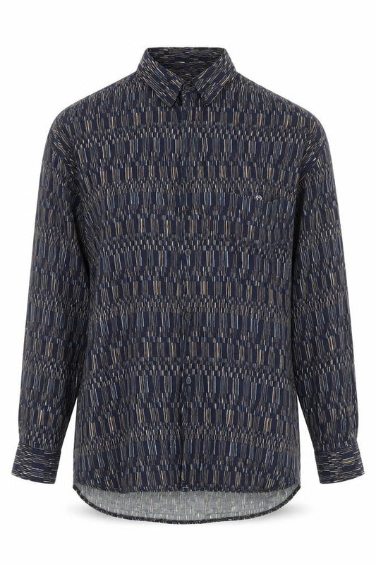 M.E. Sport Men's Blue XL Geometric Button-Up Shirt
