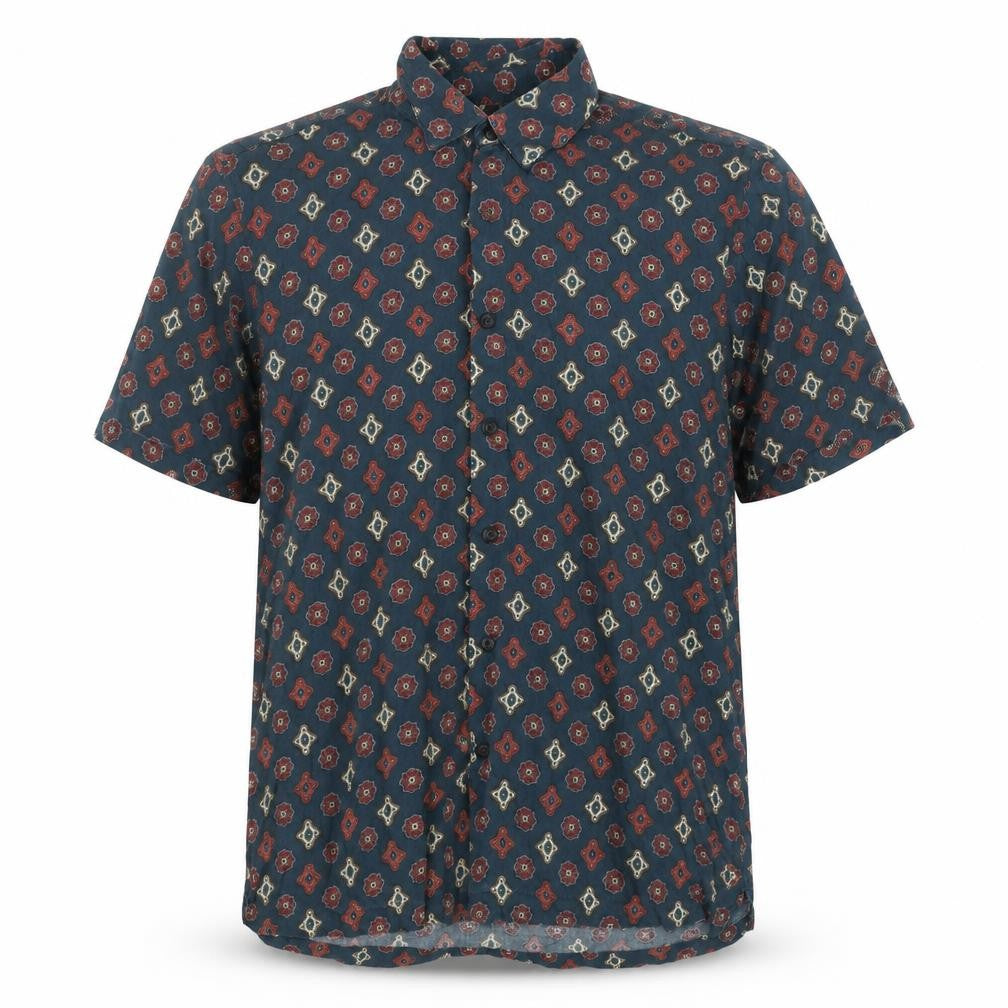 Pull & Bear Men's Geometric Shirt, Medium, Multicoloured