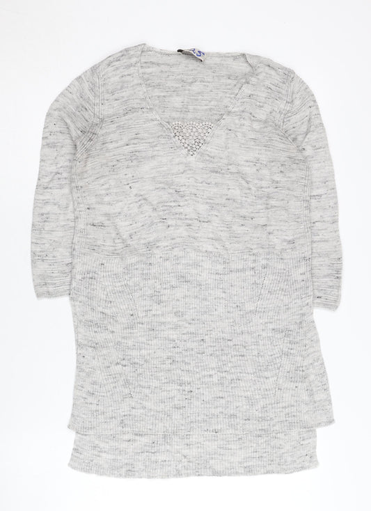 Marks and Spencer Women's Grey V-Neck Pullover Jumper