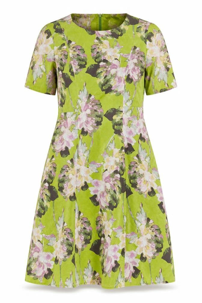 Eastex Women's Green Floral A-Line Dress, Size 10