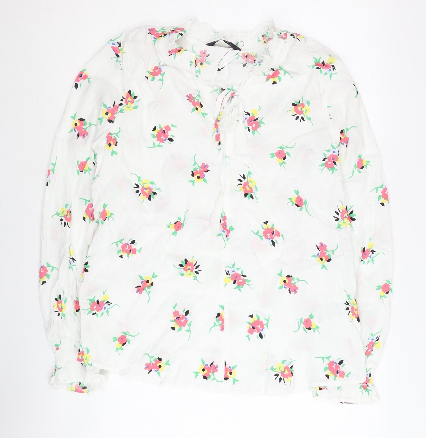Marks and Spencer Women's Floral Blouse White Size 10