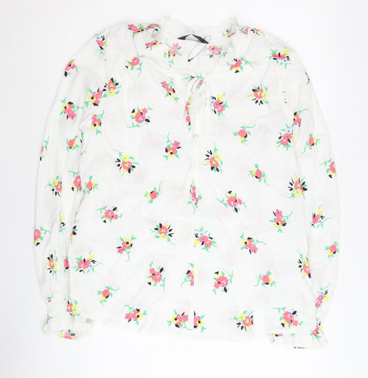 Marks and Spencer Women's Floral Blouse White Size 10
