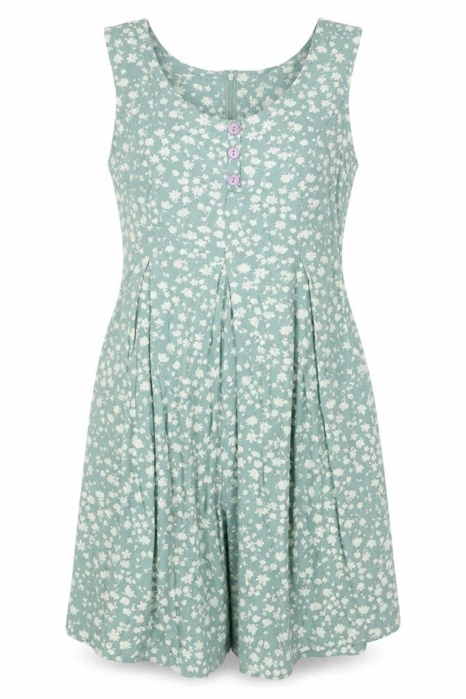 Basic Editions Women's Green Floral Playsuit M
