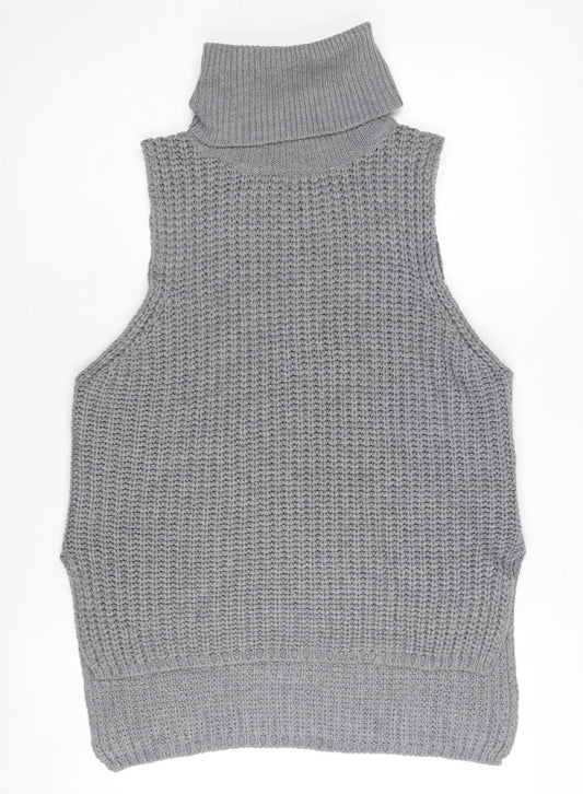 Brave Soul Women's Grey Roll Neck Vest XS