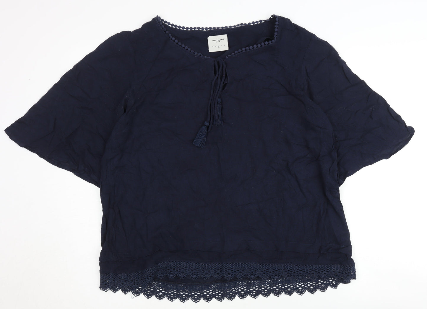 Vero Moda Women Blue M Blouse with Tassels Casual