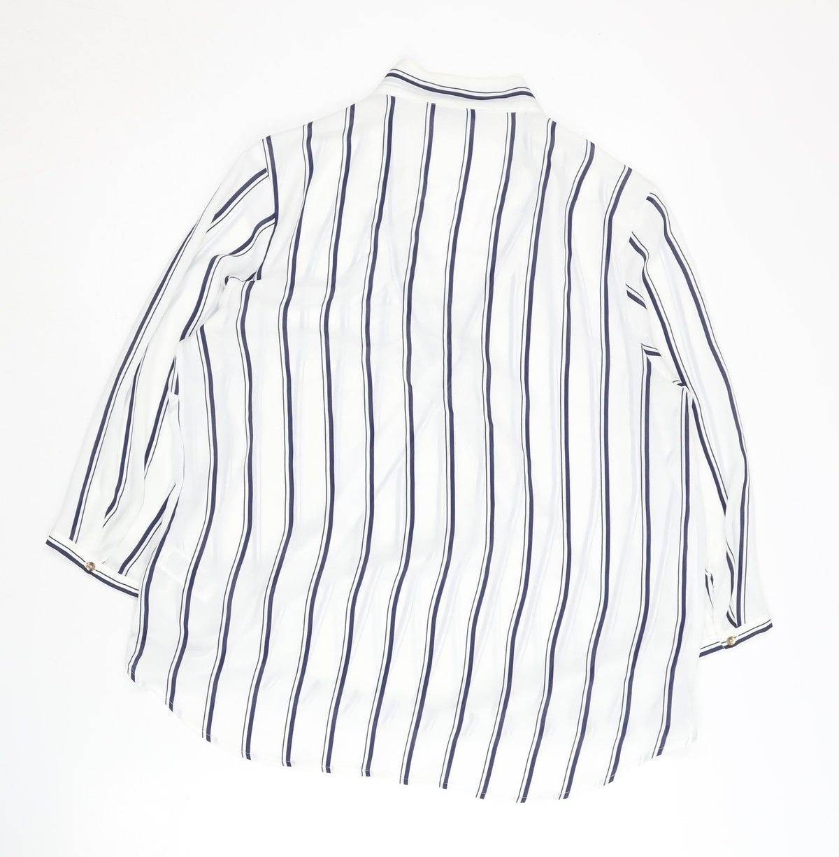Marks & Spencer Women's White Striped 3/4 Sleeve Wrap Blouse