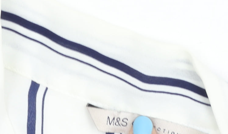 Marks & Spencer Women's White Striped 3/4 Sleeve Wrap Blouse