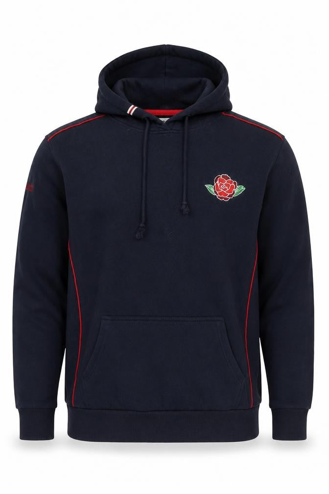 England Men's Navy XL Hoodie - Rose Logo & Stripe Accents