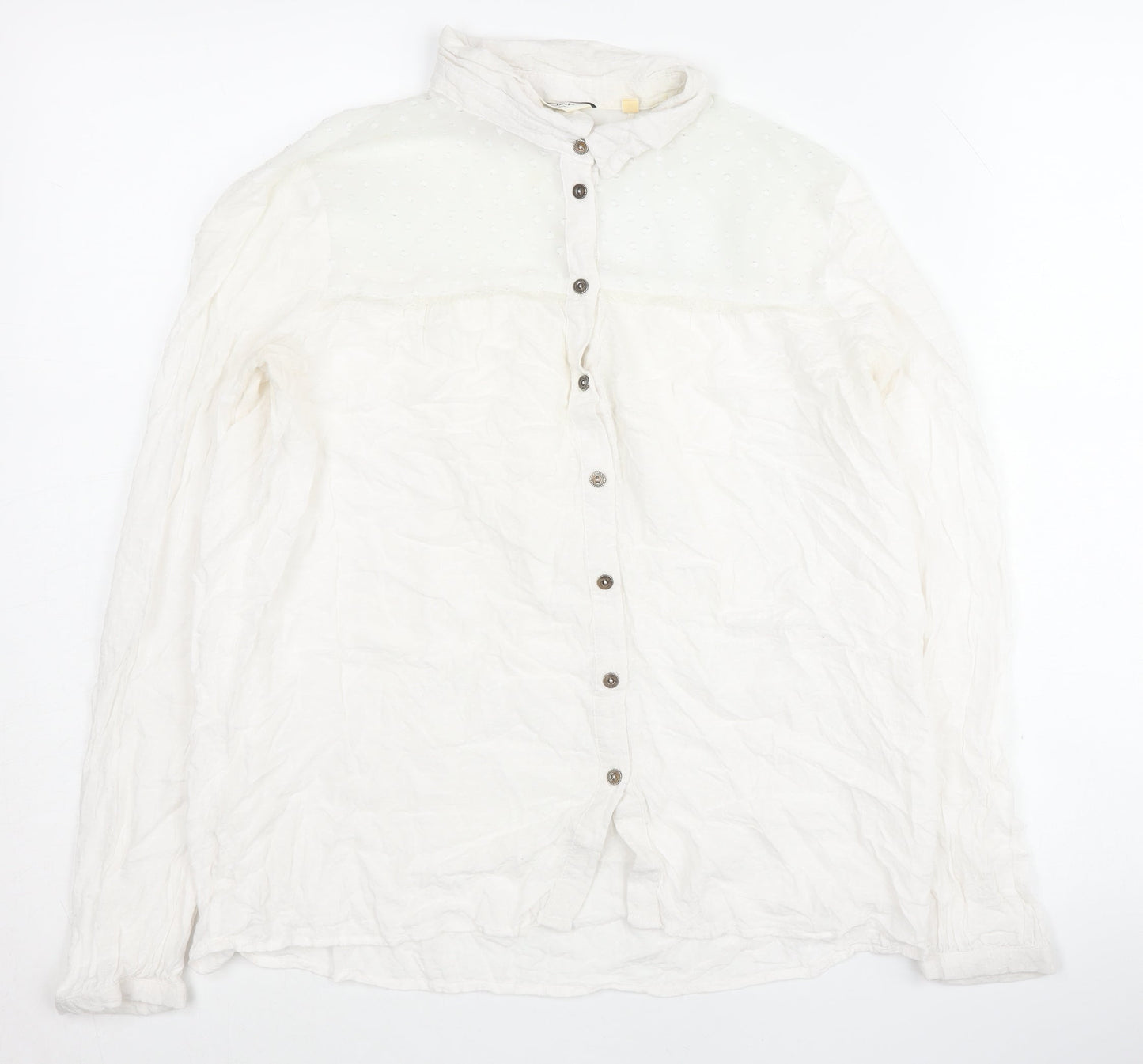 NAF NAF Women's White Button-Up Shirt Size 8