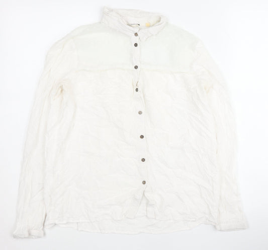 NAF NAF Women's White Button-Up Shirt Size 8
