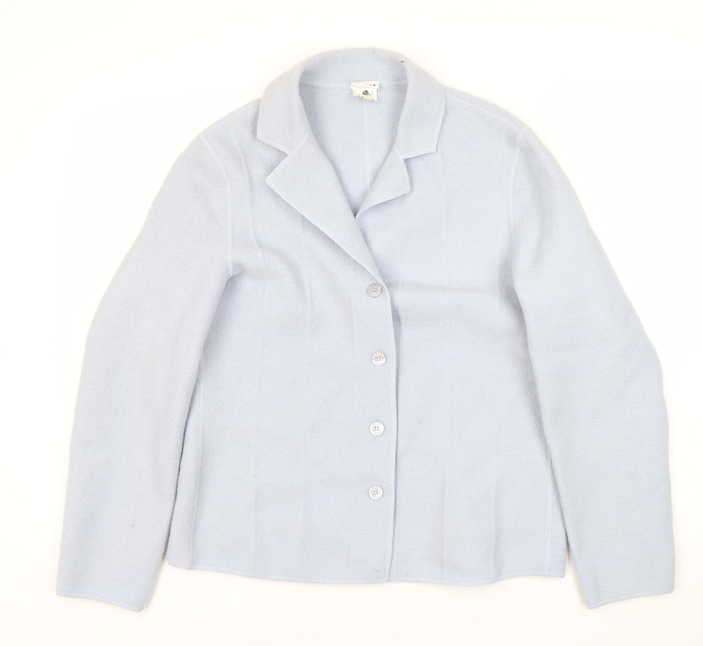 Lucia Women's Blue Wool Button Mid-Length Jacket
