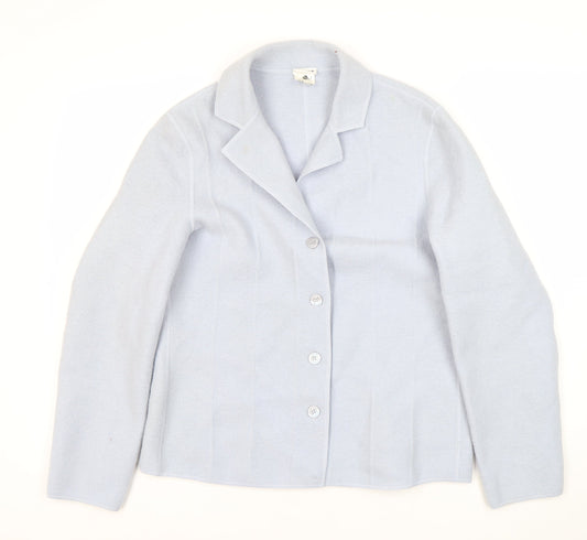 Lucia Women's Blue Wool Button Mid-Length Jacket