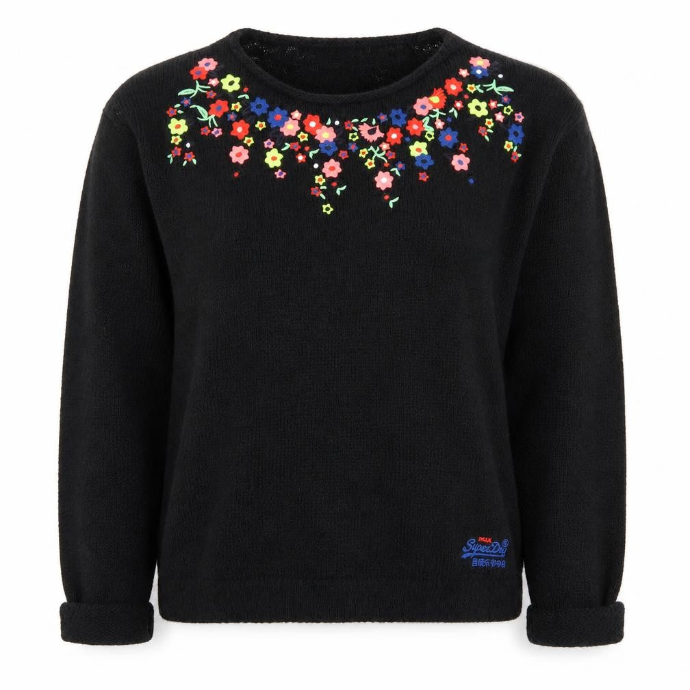 Luperdry Women’s Black Floral Pullover Jumper 2XS