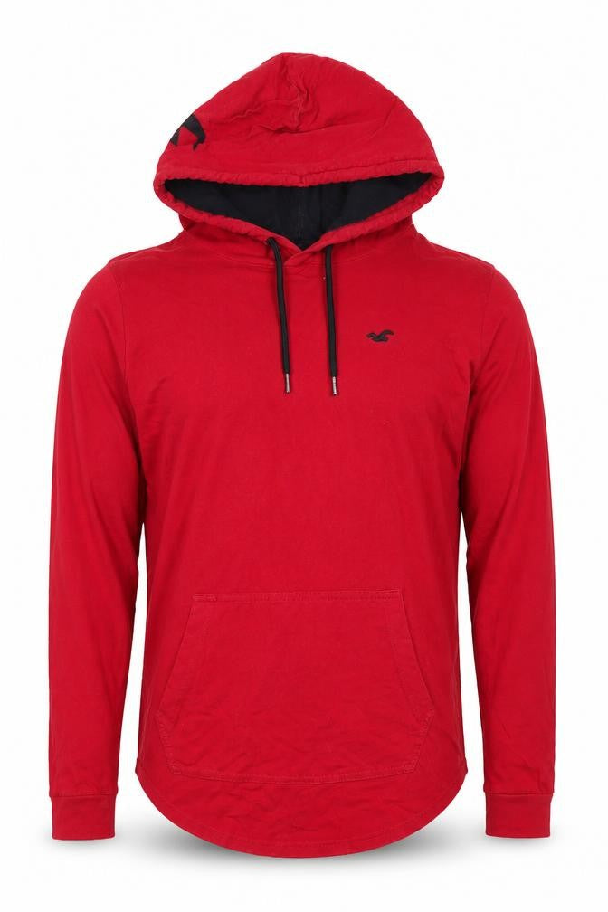 Hollister Men's Red Hooded Pullover Hoodie, Small