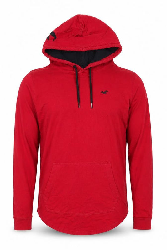 Hollister Men's Red Hooded Pullover Hoodie, Small