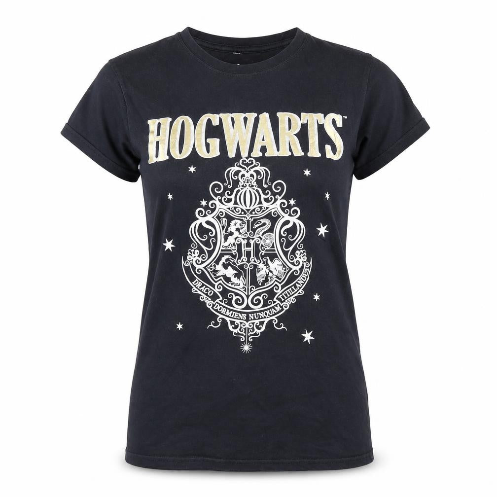 Harry Potter Women's Black Hogwarts T-Shirt, Size 12