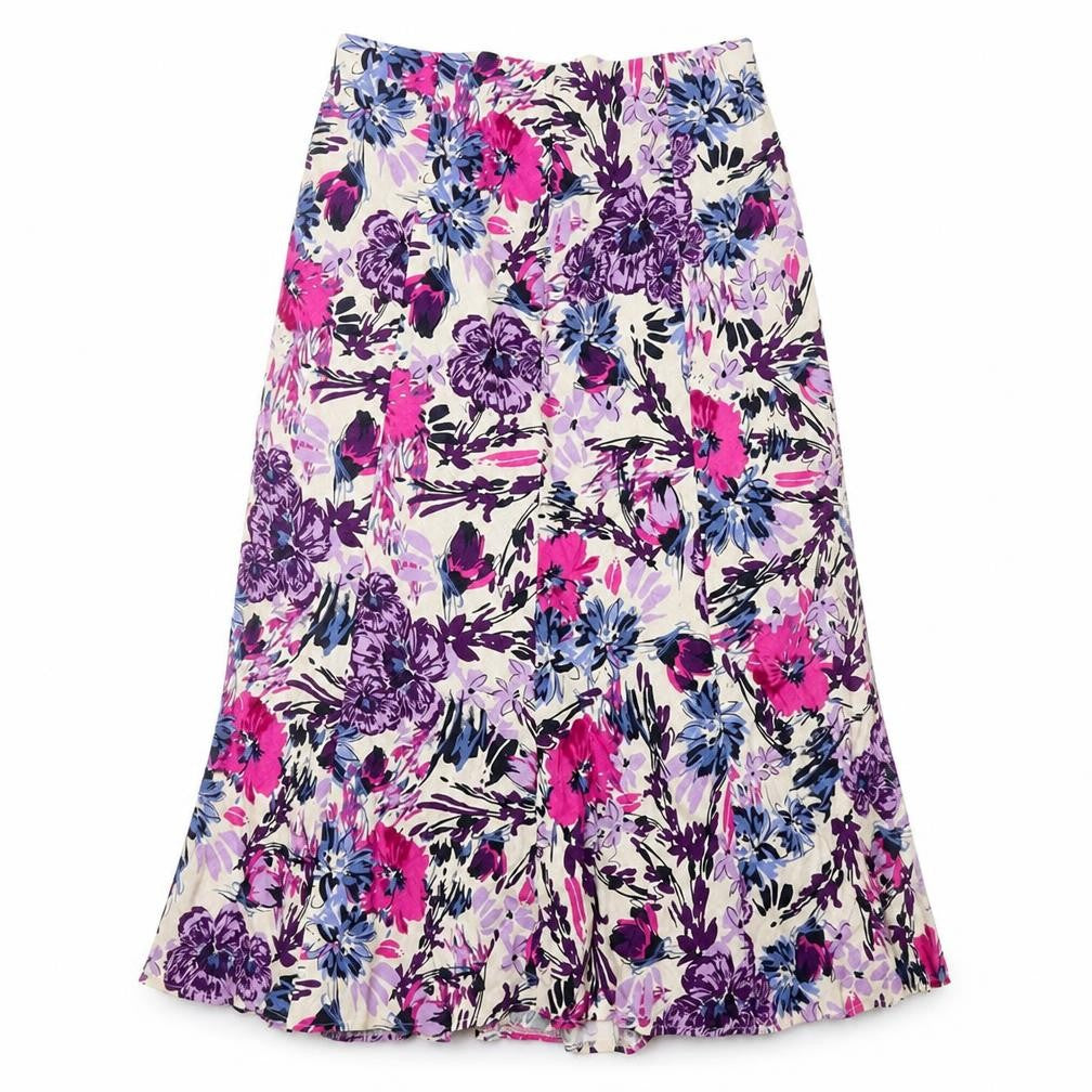 Isle Essentials Women's Floral Midi A-Line Skirt Size 10