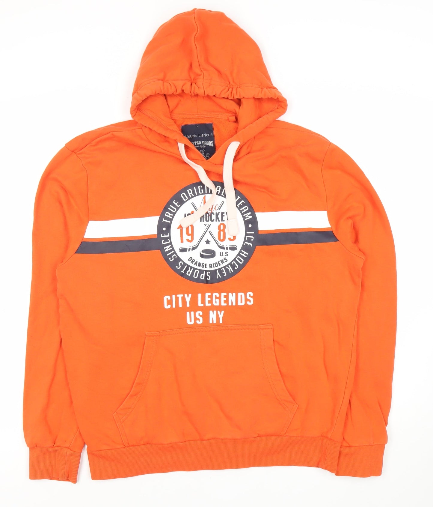 C&A Men's Orange Pullover Hoodie, Size L