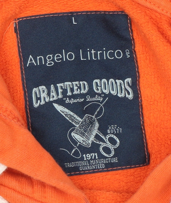 C&A Men's Orange Pullover Hoodie, Size L