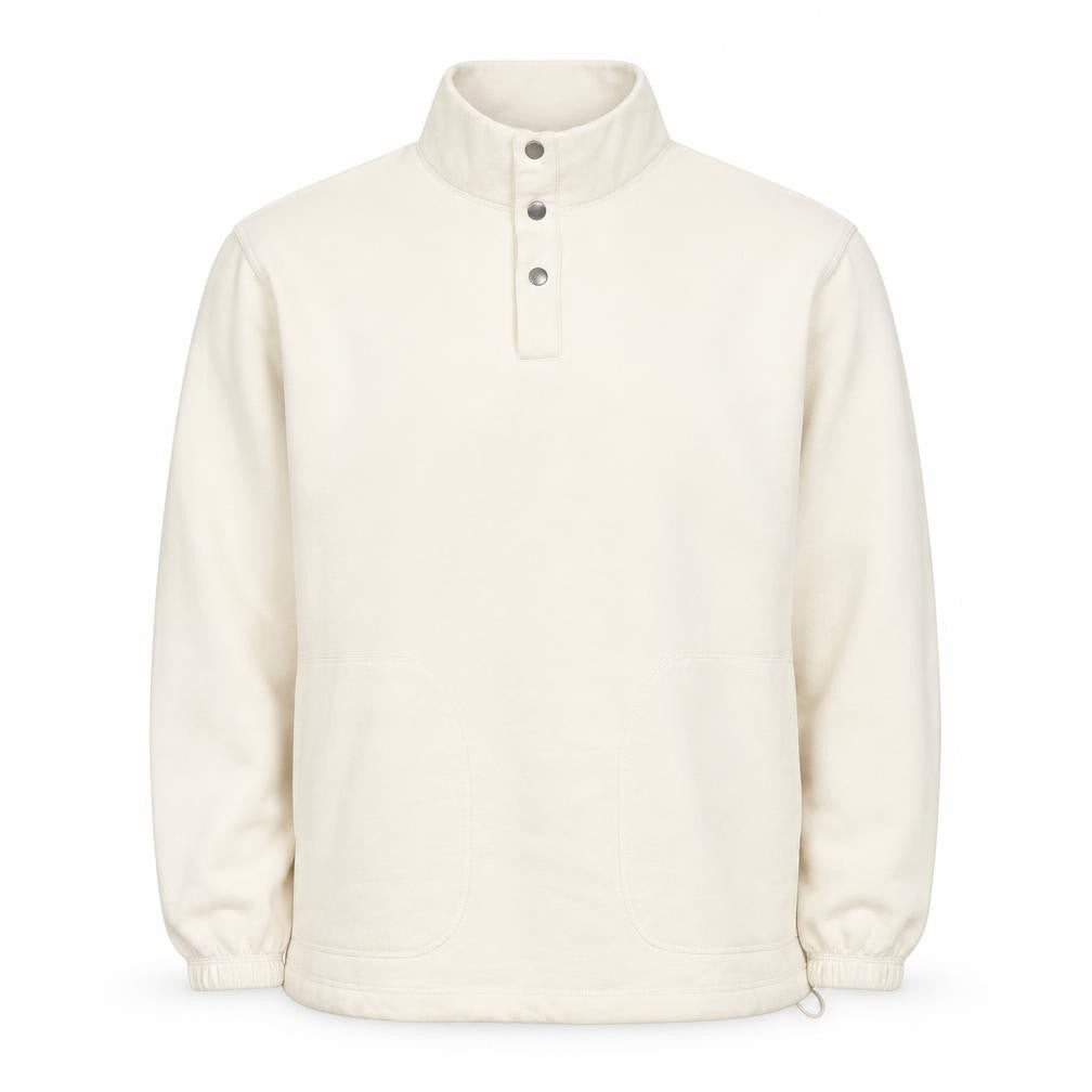 JACK & JONES Beige XL Men's Henley Sweatshirt
