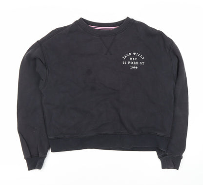 Jack Wills Women's Black Crew Neck Logo Sweatshirt