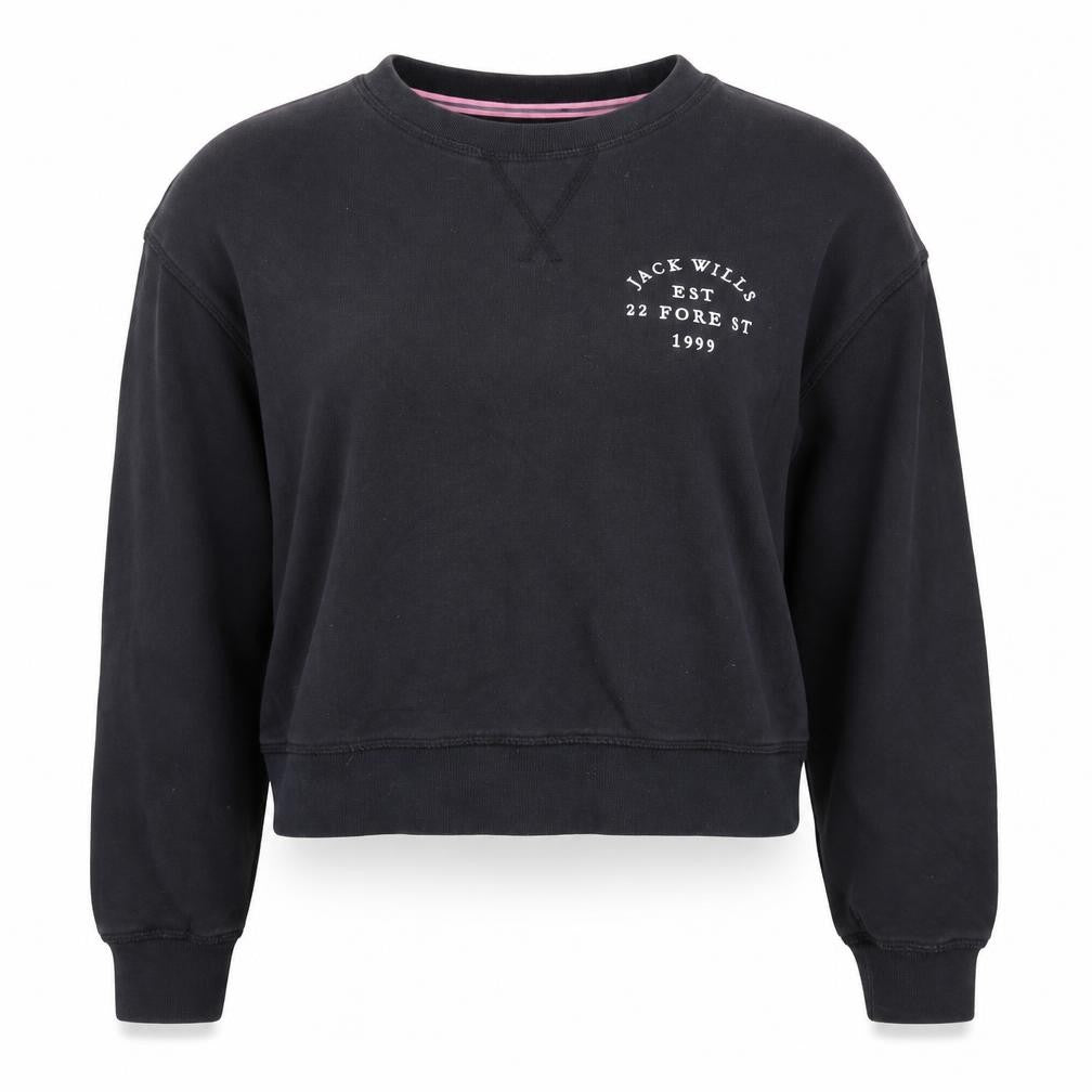 Jack Wills Women's Black Crew Neck Logo Sweatshirt