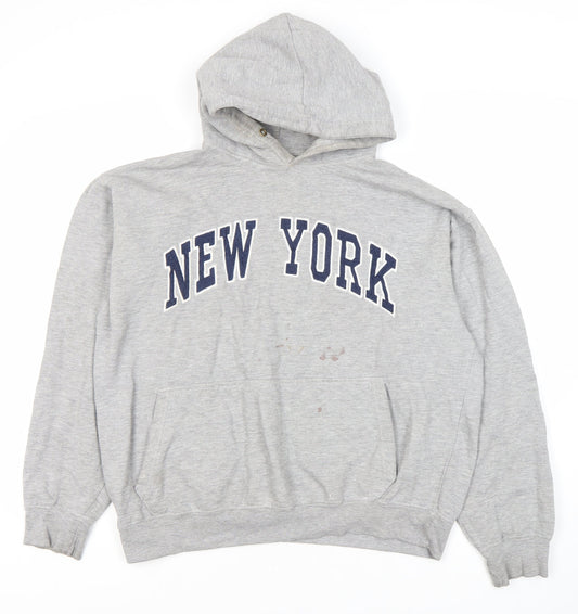 NYC Unisex Adults Grey Pullover Hoodie L