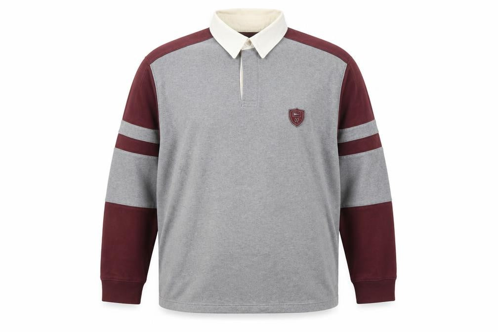 Marks & Spencer Men's Grey Polo Medium Long Sleeve