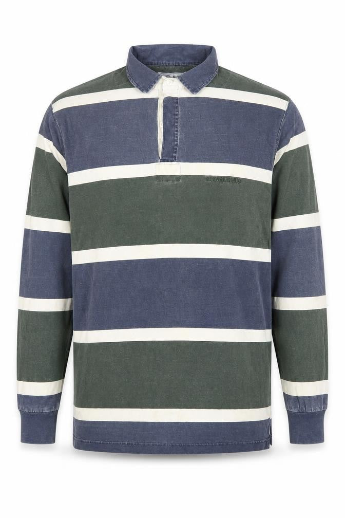 Mobaco Men's Multicoloured Striped Polo Shirt, Long Sleeve
