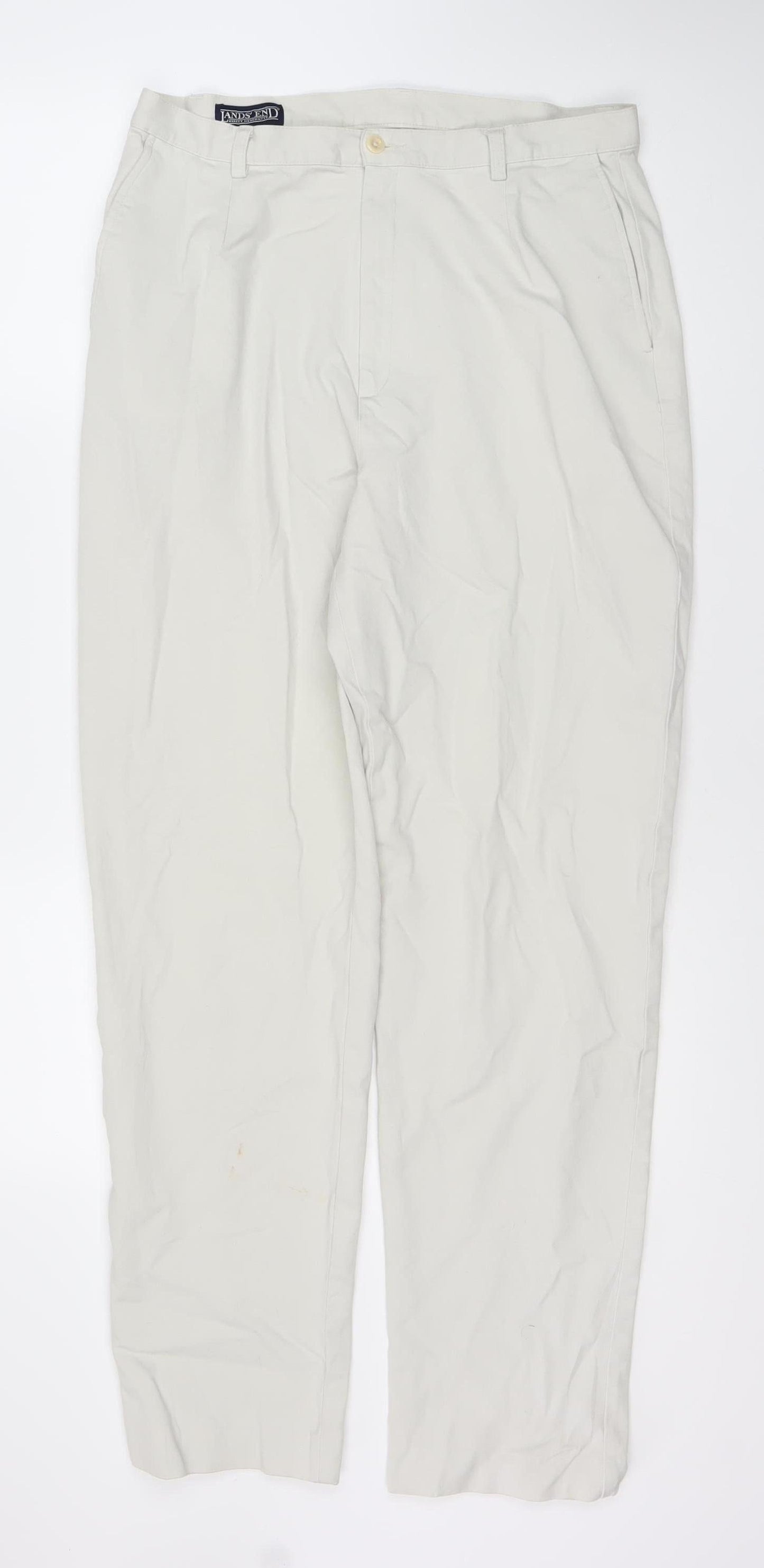 Lands' End Women's Ivory Regular Trousers Size 12