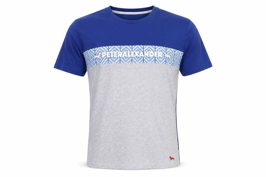 Peter Alexander Men's Blue Geometric Logo T-Shirt M