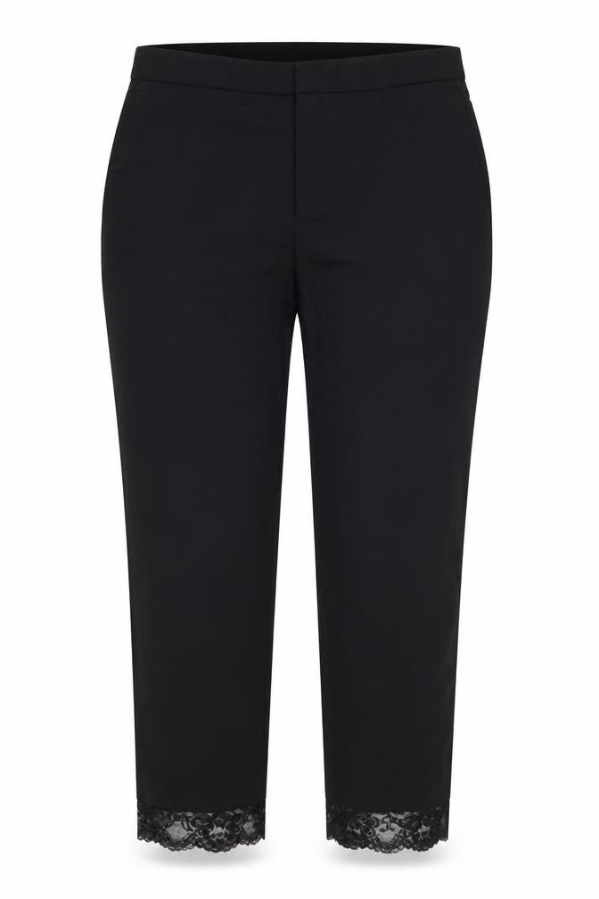 Zara Basic Women's Black Cropped Trousers, Size L, Lace Detail