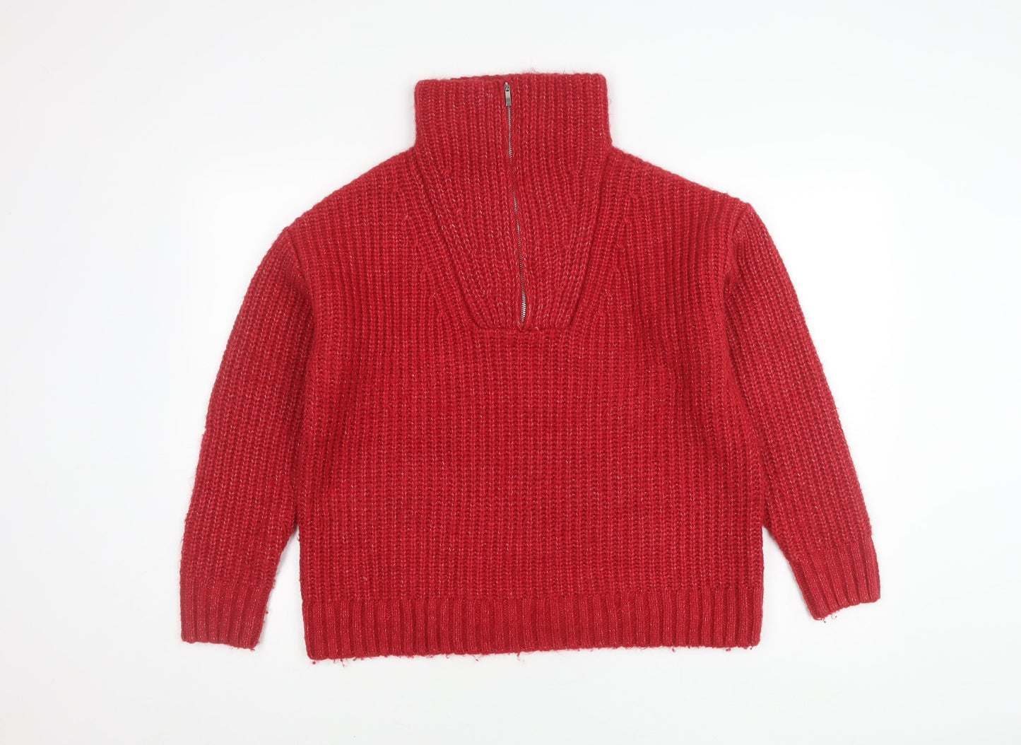 M&Co Women’s Red Roll Neck Pullover Jumper, Size 14