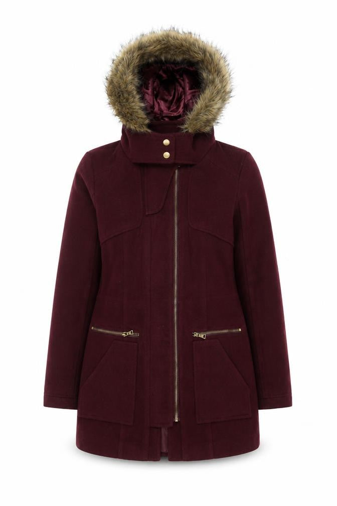 New Look Women's Red Parka Coat Size 8