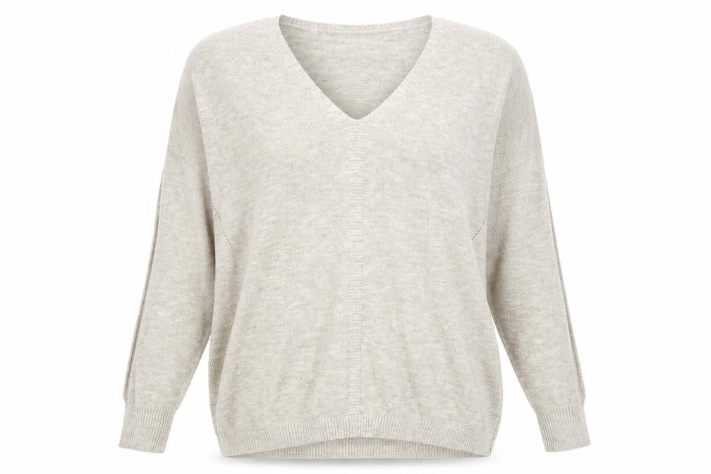 Pure Collection Women's Beige V-Neck Knit Jumper Size 14