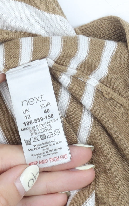 Next Women's Beige Striped Pullover Jumper, Size 12