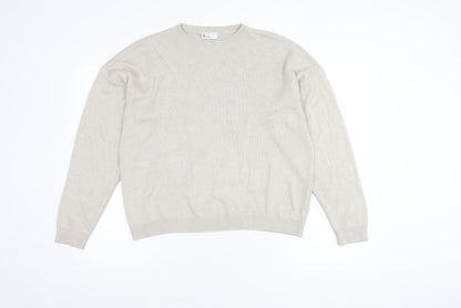 BHS Women's Beige Acrylic Crew Neck Jumper Size 14-16