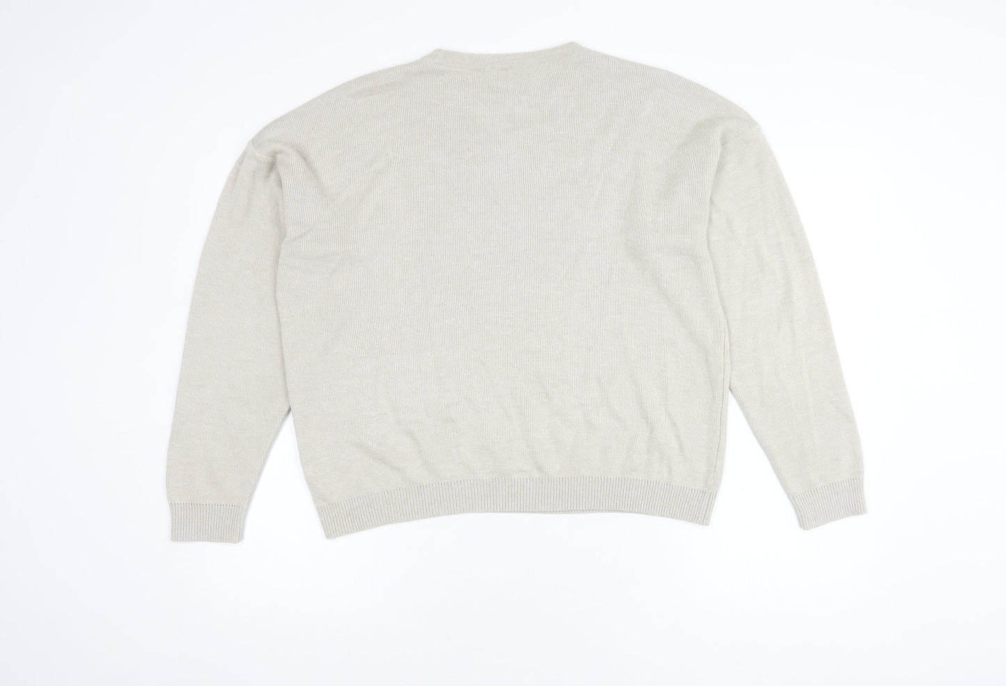 BHS Women's Beige Acrylic Crew Neck Jumper Size 14-16