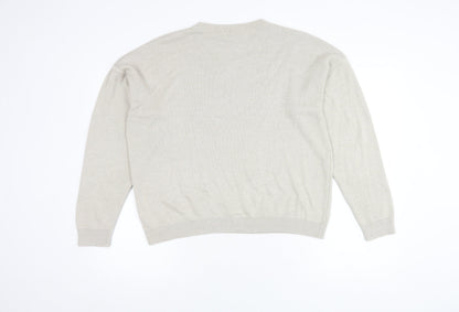 BHS Women's Beige Acrylic Crew Neck Jumper Size 14-16
