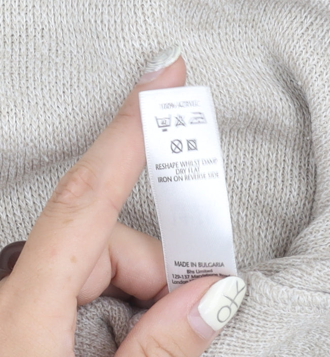 BHS Women's Beige Acrylic Crew Neck Jumper Size 14-16