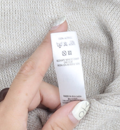 BHS Women's Beige Acrylic Crew Neck Jumper Size 14-16