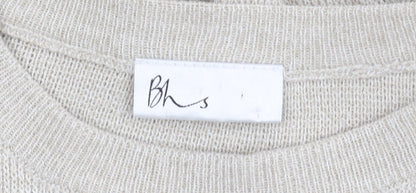 BHS Women's Beige Acrylic Crew Neck Jumper Size 14-16
