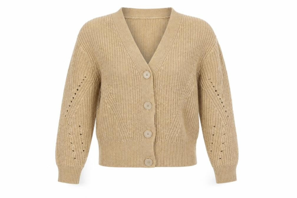 Marks & Spencer Ladies Beige V-Neck Cardigan XS