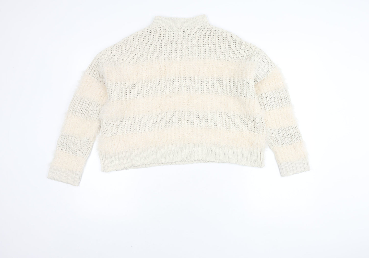 Bershka Women's Ivory Mock Neck Pullover Jumper Size 2