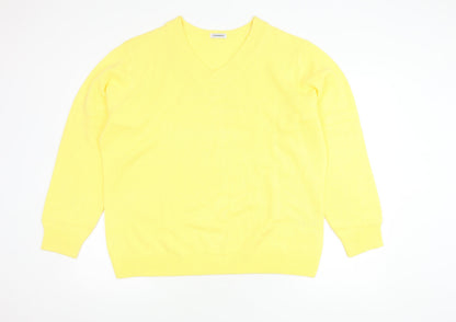 Damart Women's Yellow V-Neck Pullover Jumper XL