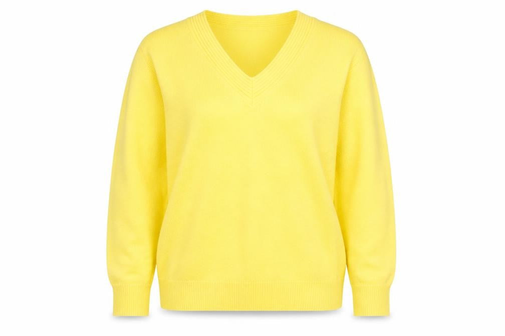 Damart Women's Yellow V-Neck Pullover Jumper XL