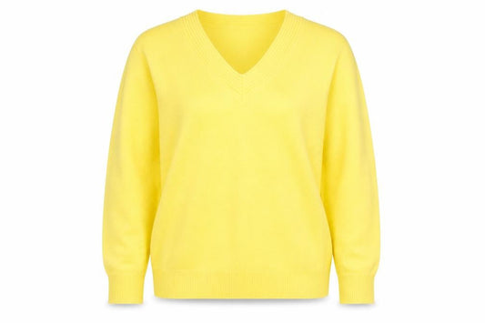 Damart Women's Yellow V-Neck Pullover Jumper XL