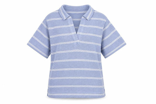 Marks and Spencer Women's Blue Striped Polo Shirt Size 10